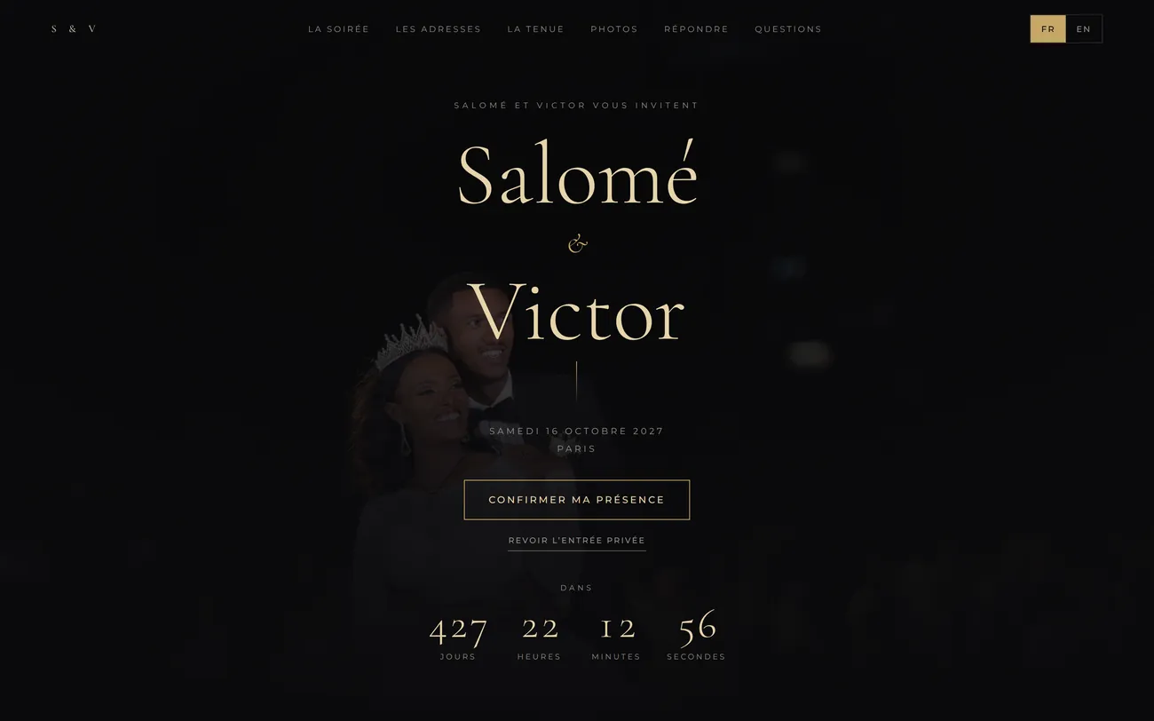 Aperçu du site de démonstration Salomé et Victor