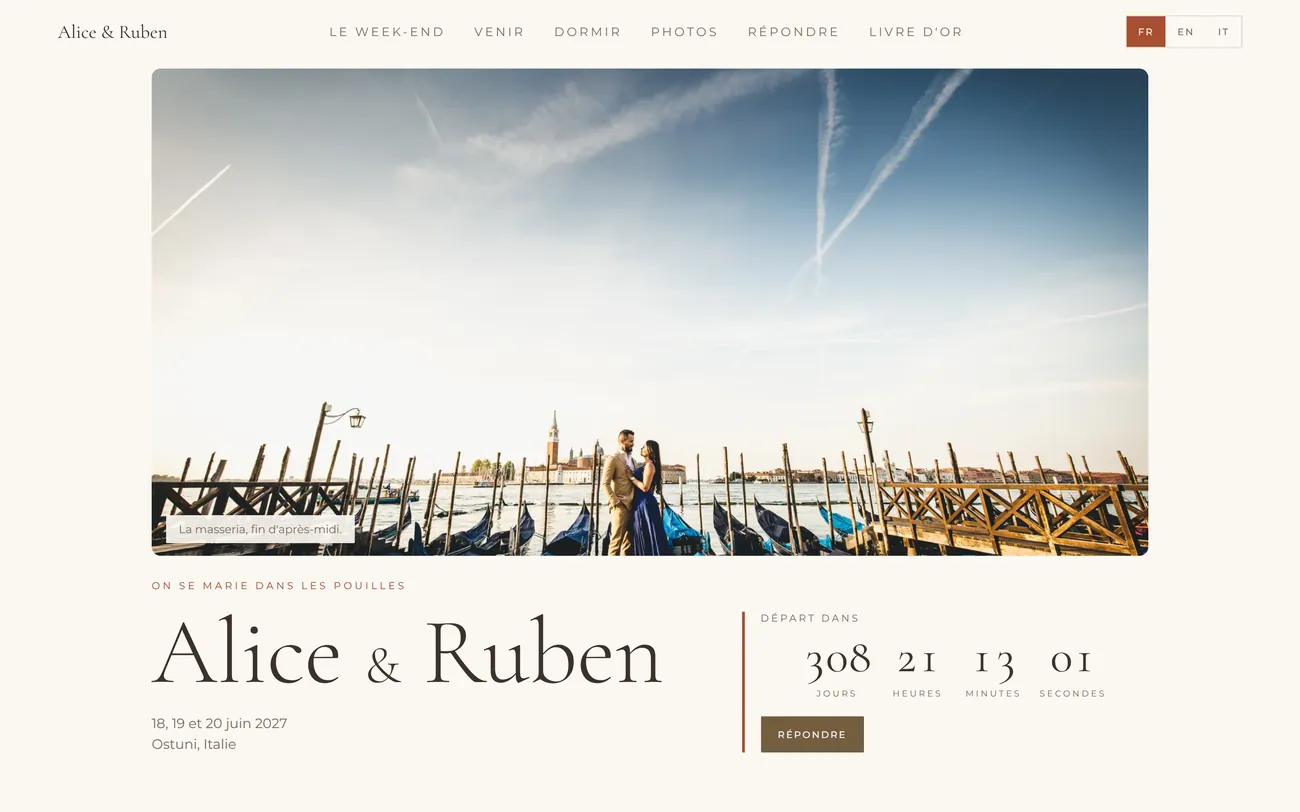 Aperçu du site de démonstration Alice et Ruben